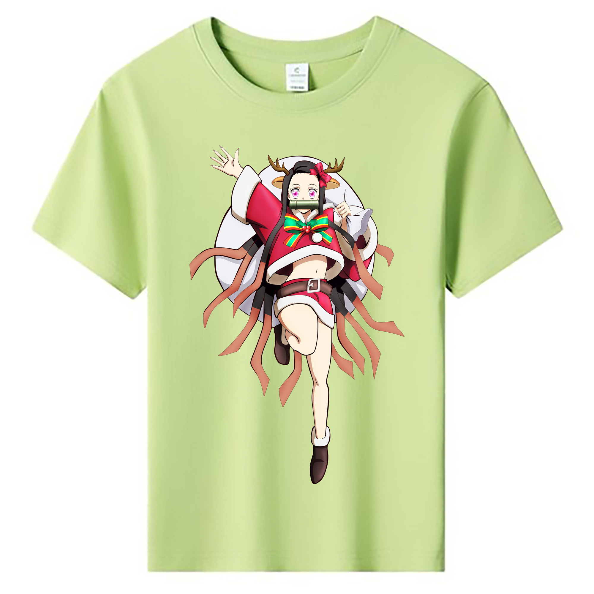 （画像用） 鬼滅の刃（きめつのやいば）竈門 禰󠄀豆子／かまど ねずこ Kamado Nezuko 綿100％キッズTシャツ（フロントプリント）